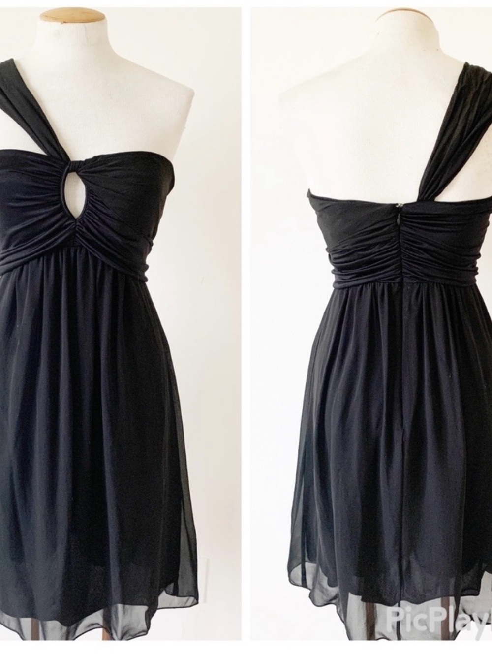 MaxMara Black One-Shoulder Keyhole Cocktail Dress